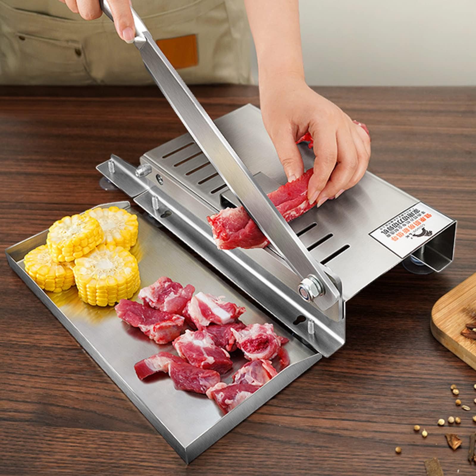 Affettatrice Manuale per Carne con Ossa in Acciaio Inossidabile - Affettatrice Manuale Multiuso per Carne Fresca Commerciale