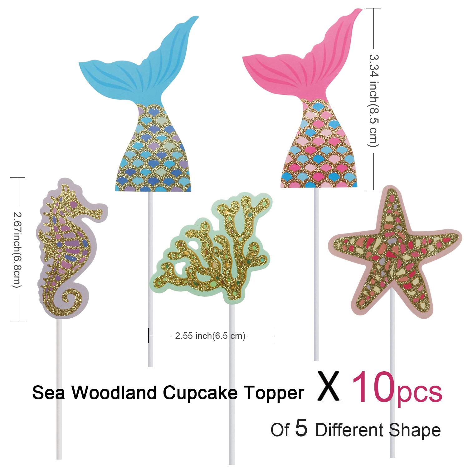 Amazon.com: Ocean Glitter Mermaid Happy Birthday Cake Topper Under The Sea  Mermaid Tail Cupcake Toppers For Baby Shower Party Decor Supplies by  Shxstore : Grocery & Gourmet Food