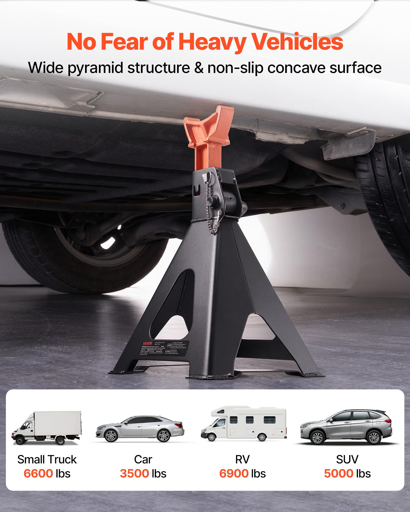 VEVOR Caballetes para Coches Capacidad de 6 t, Gatos Estabilizadores Altura Ajustable de 370-580 mm, de Acero Resistente con Doble Bloqueo para Levantar SUV, Camionetas, Automóviles, UTV/ATV, 1 Par