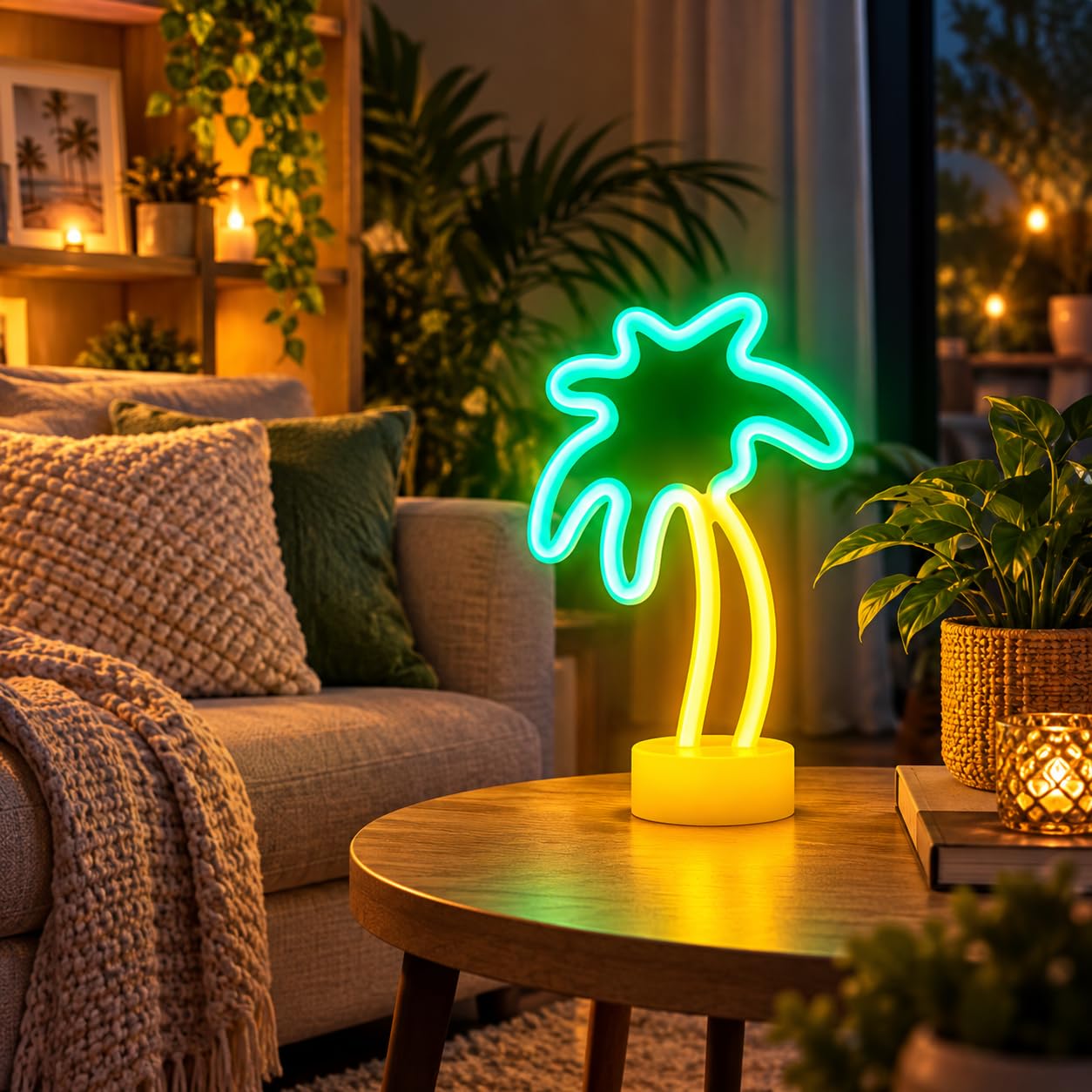 Amazon.co.jp: YSMNDE ヤシの木のネオンサイン、ココナッツツリーLED