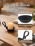 Żelazne świeczniki: Matowy czarny stojak na świece z uchwytem i bezpiecznym kolcem na świece filarowe, nowoczesne miseczki na świece do dekoracji kominkowej, na Boże Narodzenie, Halloween