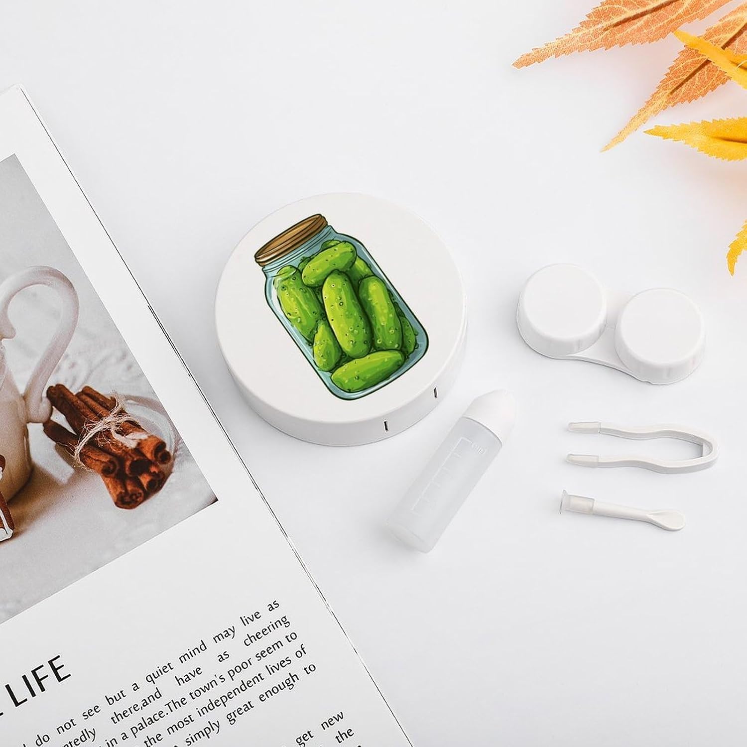 Jar of Pickles Portable Contact Lens Case Storage Box Holder Accessory for Travel