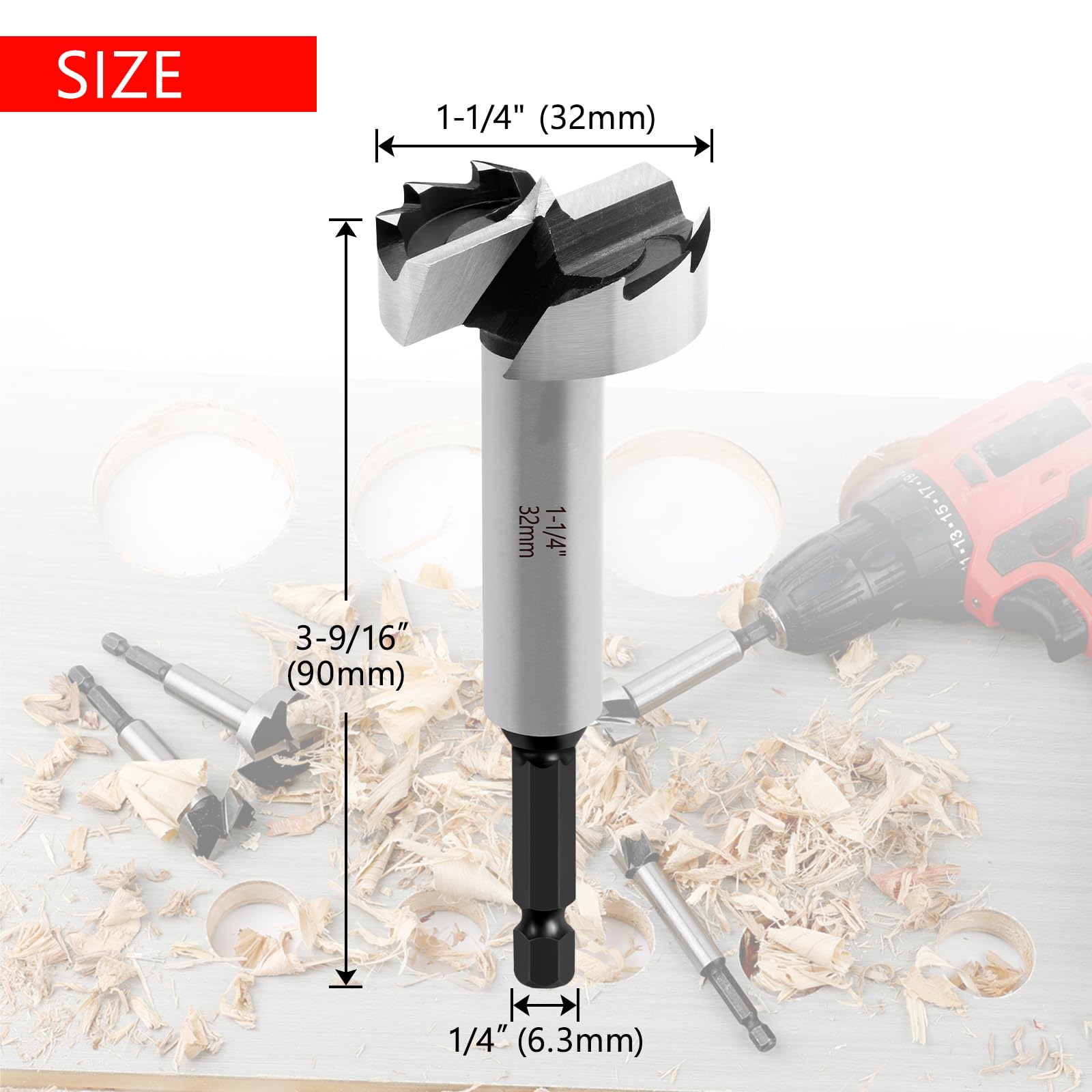 NICAVKIT 1-1/4 Inch Forstner Bit for Wood,1-1/4" Forstner Drill Bit for Woodworking Wood Drill Bit Woodworking Hinge Cutter Tool for Woods Plywood Plastic - Image 2