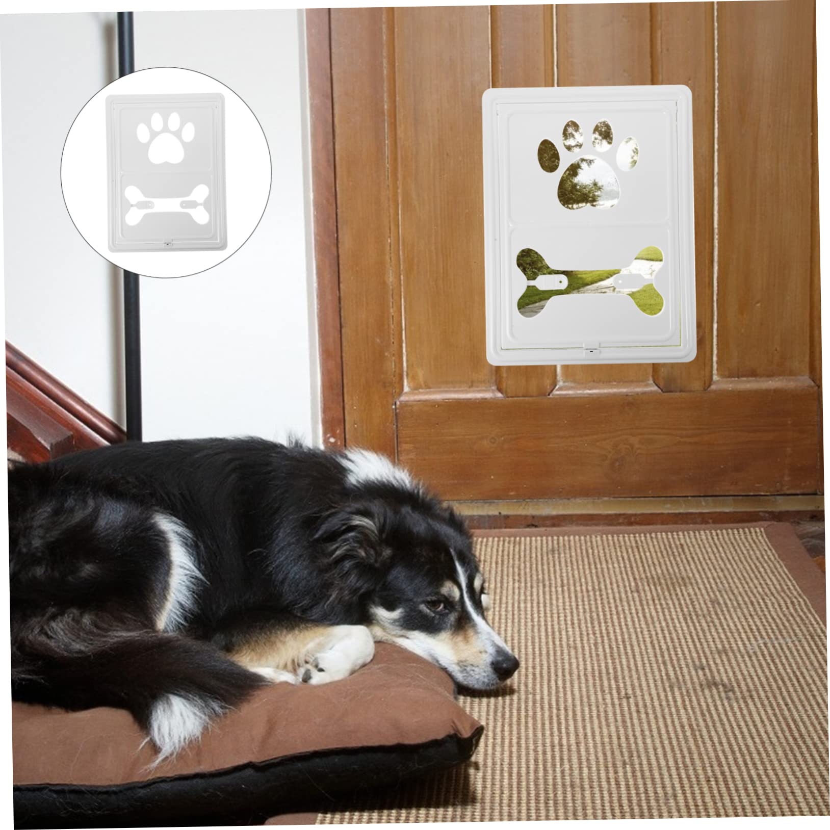 Puerta Mosquitera para Mascotas de PP Color Blanco Cierre Magnético | Bloqueo Automático, para Puertas y Ventanas de Mosquitera, Uso para Gatos y Animales Pequeños