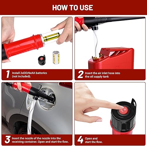 Miniatura 4 de Bomba de transferencia de combustible automática portátil, extractor de aceite de flujo de 2.6 GPM con parada automática, bomba de transferencia de