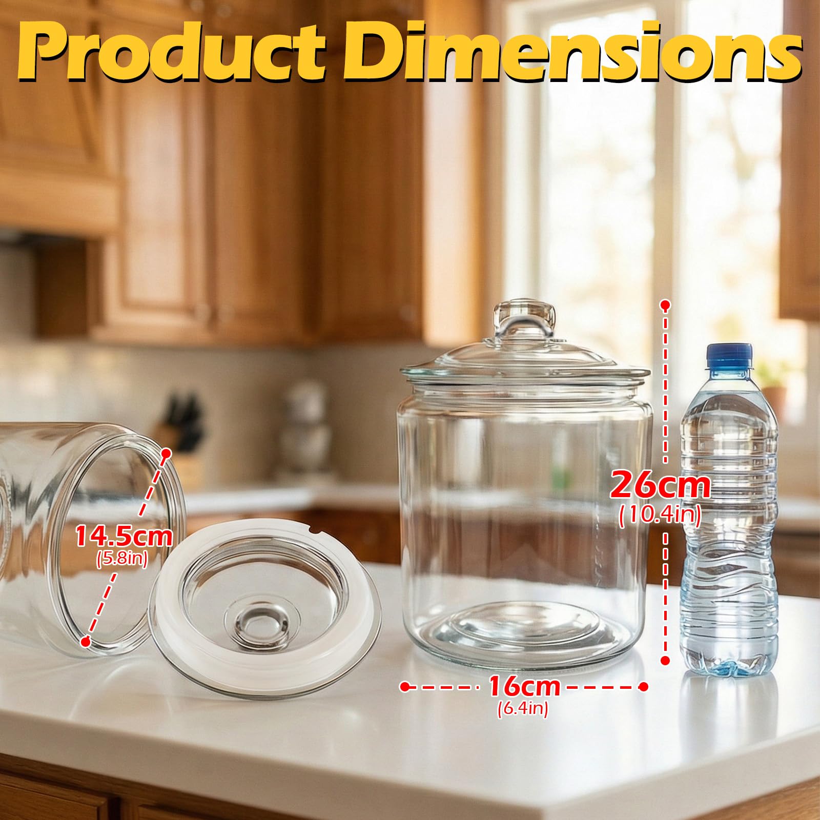 Masthome Grand bocal en verre de 3,8 l avec couvercle, hermétique, passe au lave-vaisselle, boîte de rangement en verre à large ouverture pour pâtes, farine, noix, biscuits, etc