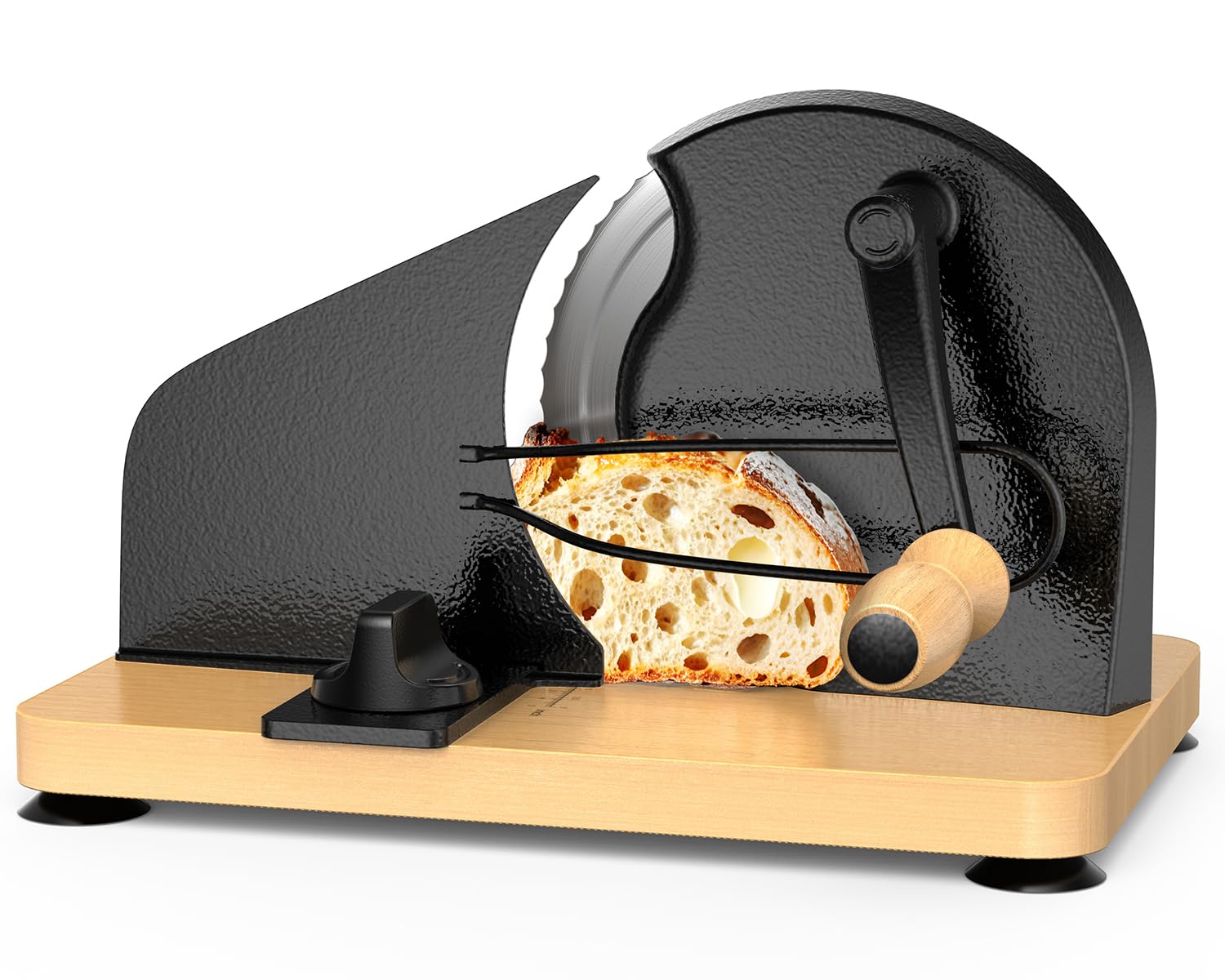 Upgraded Manual Bread Slicer for Homemade Sourdough Bread Adjustable Thickness&amp; Evenly Slicing, Metal Guide, Hand Crank Bread Slicer with Scale Line &amp; Suction Base,Sharp Stainless Steel Blade