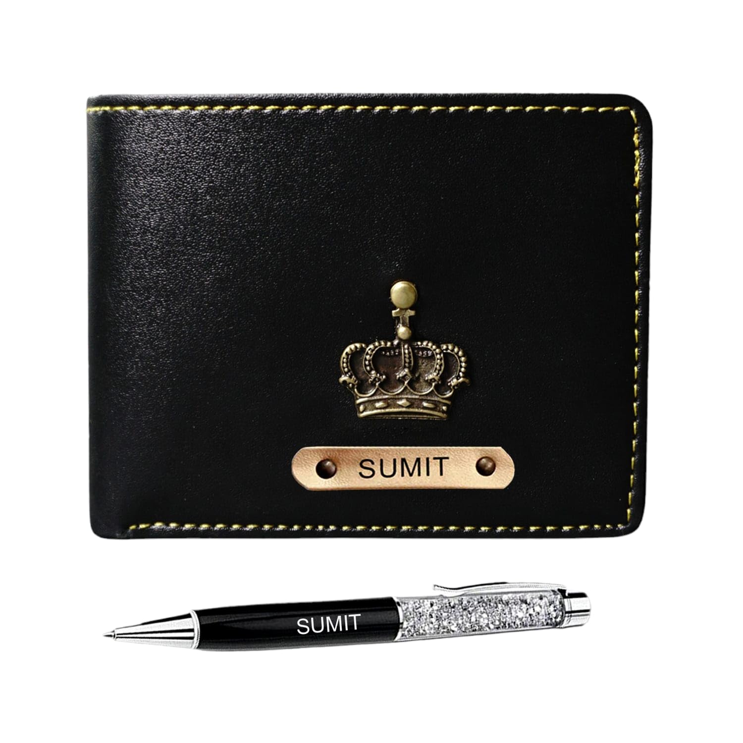 Personalized Wallet and Pen Combo, Gift for Valentines Day, Purse for Men On Birthday Anniversaries Husband (Black)-image-34