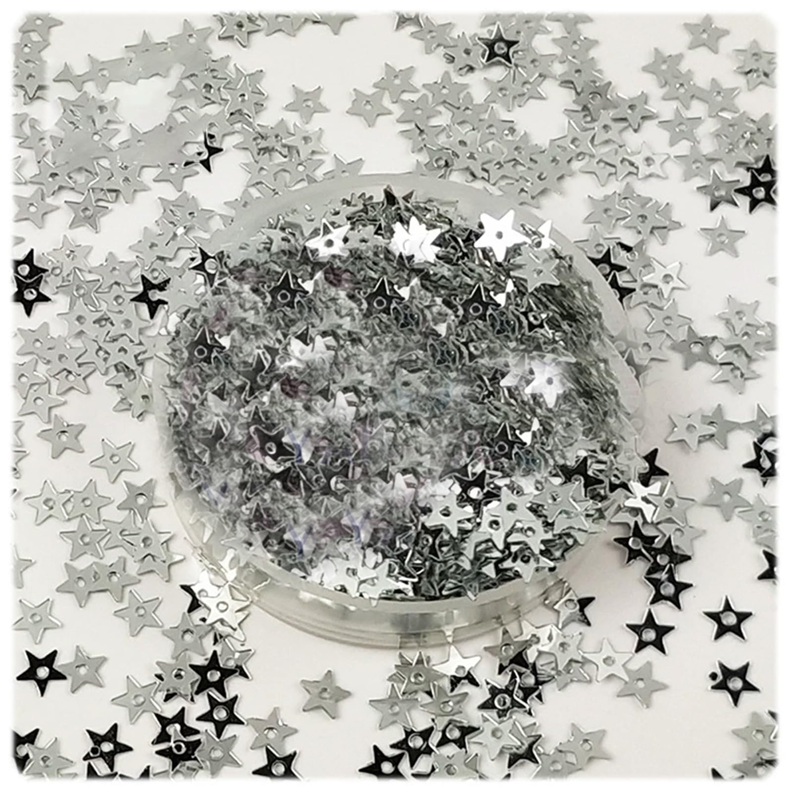 Star Loose Sequins Bead 20g Sliver Glitter Star Table Confetti,Star Confetti with Hole,Metallic Foil Stars for Sewing Dresses,Stage Decorations(About 4000 Pieces)