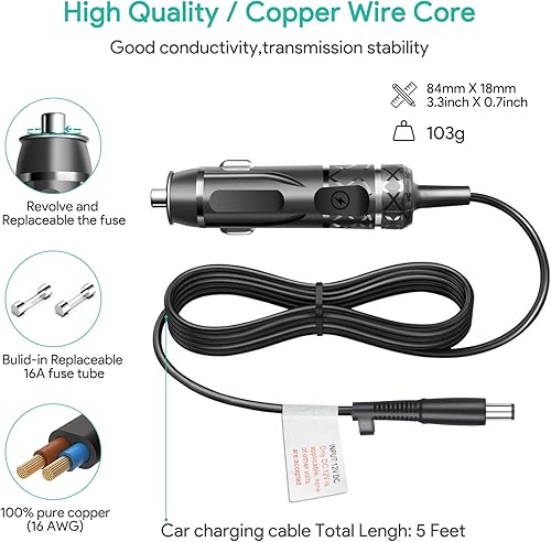 Miniatura 4 de Cable de alimentación de 12 V CC HKY para Philips Respironics Dreamstation 2 Auto CPAP/BiPAP Advanced, DreamStation CPAP Pro/Auto/BiPAP Pro/Auto