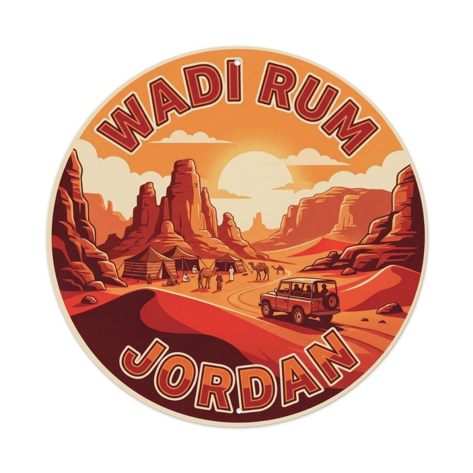 Yrnq 8X8inch Vintage Style Vintage Travel Jordan Wadi Rum Desert Metal Tin Sign