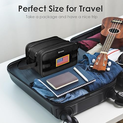 Miniatura 6 de TACTICISM Neceser para hombre, bolsa de viaje, bolsa de aseo de viaje separada seca y húmeda, kit táctico Molle Dopp para hombres con gran