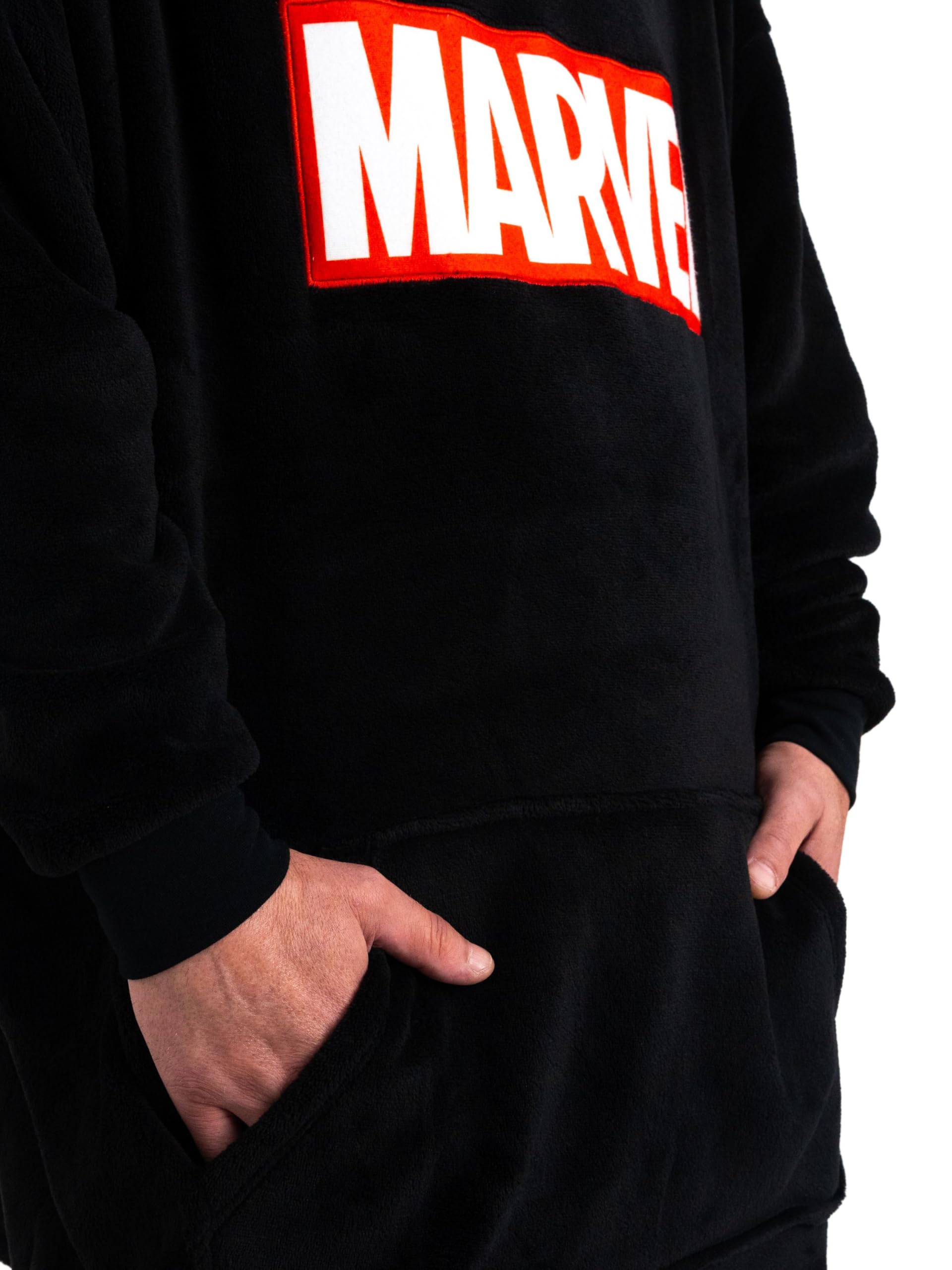 Marvel Oversize Cozy Hoodie for Men - Logo Oversized Men's Cosy Pullover Fluffy Blanket Sweater Negro