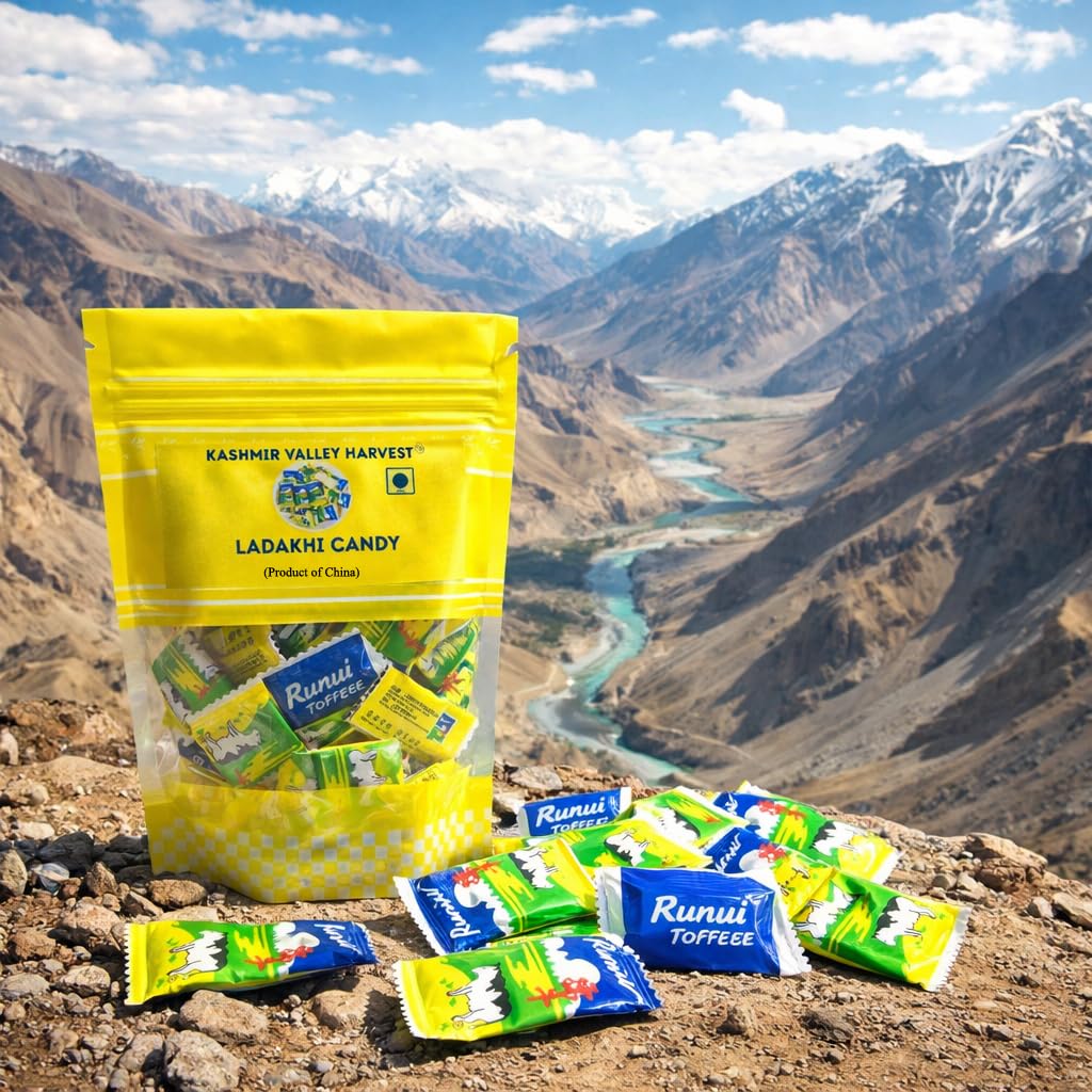 Kashmir Valley Harvest Ladakhi Toffee/Candy - 40 Pieces | Runiu Cow Milk Toffee | Rich In Energy | Mouth Watering | Sweet & Tasty Bites | Yummy | Himalayan Candy | Product of China-image-23