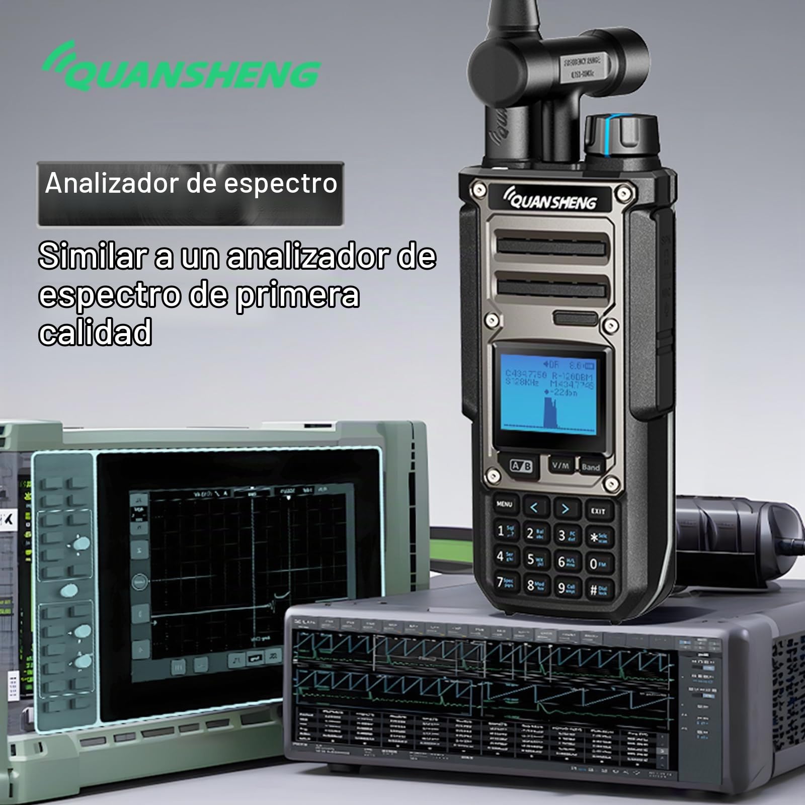 HYS Quansheng TK-11(8) 10W VHF/UHF Walkie Talkie, Puerto de Carga Type-C y batería de 3000mAh, analizador de Espectro, Radio bidireccional Profesional con Antena de 27MHz