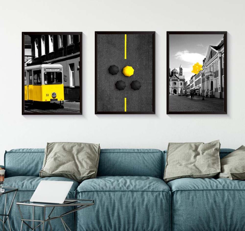 Peinture paysage moderne art déco triptyque en bois massif 40x60 cm pour sublimer votre intérieur