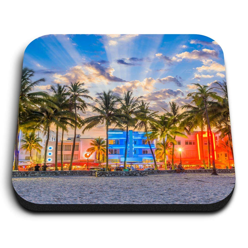 Destination Vinyl Ltd Multicolor 1 X Square Mdf Fridge Magnet - Miami Beach Florida America 3464
