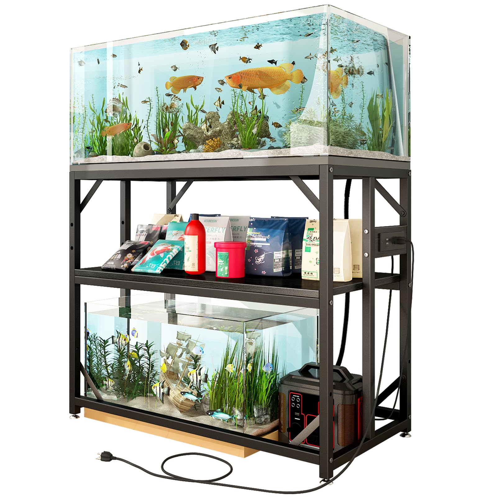 METYERRY Soporte de metal para pecera, soporte de acuario de 55 galones, tanque de tortuga, 48.4 x 14.1 x 29.5 pulgadas