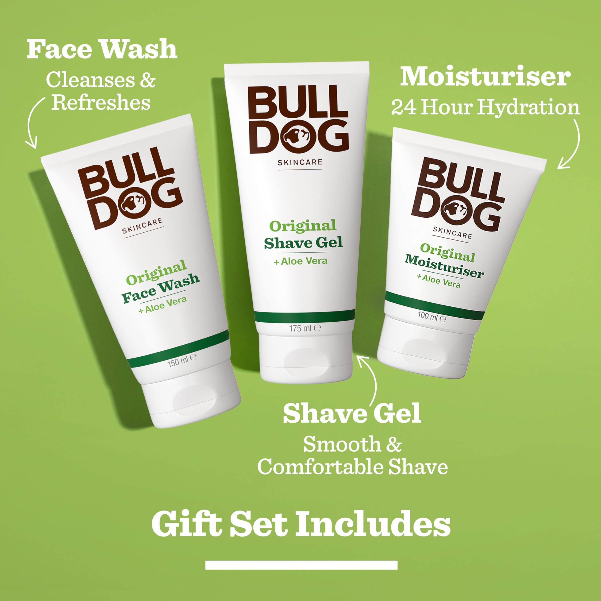 Bulldog Skincare Original Skincare Trio Grooming Giftset for Men Original Moisturiser 100ml, Original Face Wash 150ml - Image 2