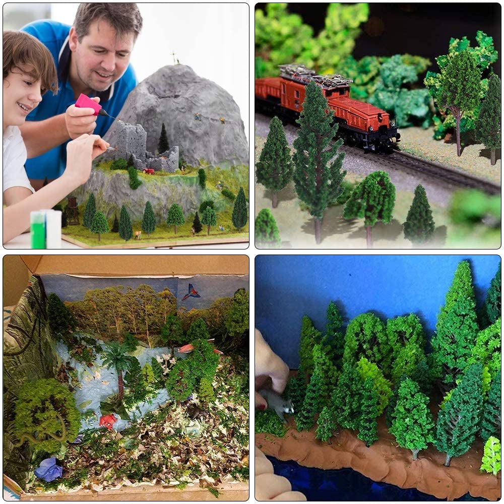 PIQIUQIU 25PCS Alberi Modello Misto, Alberi in Miniatura per Diorama Ferroviario