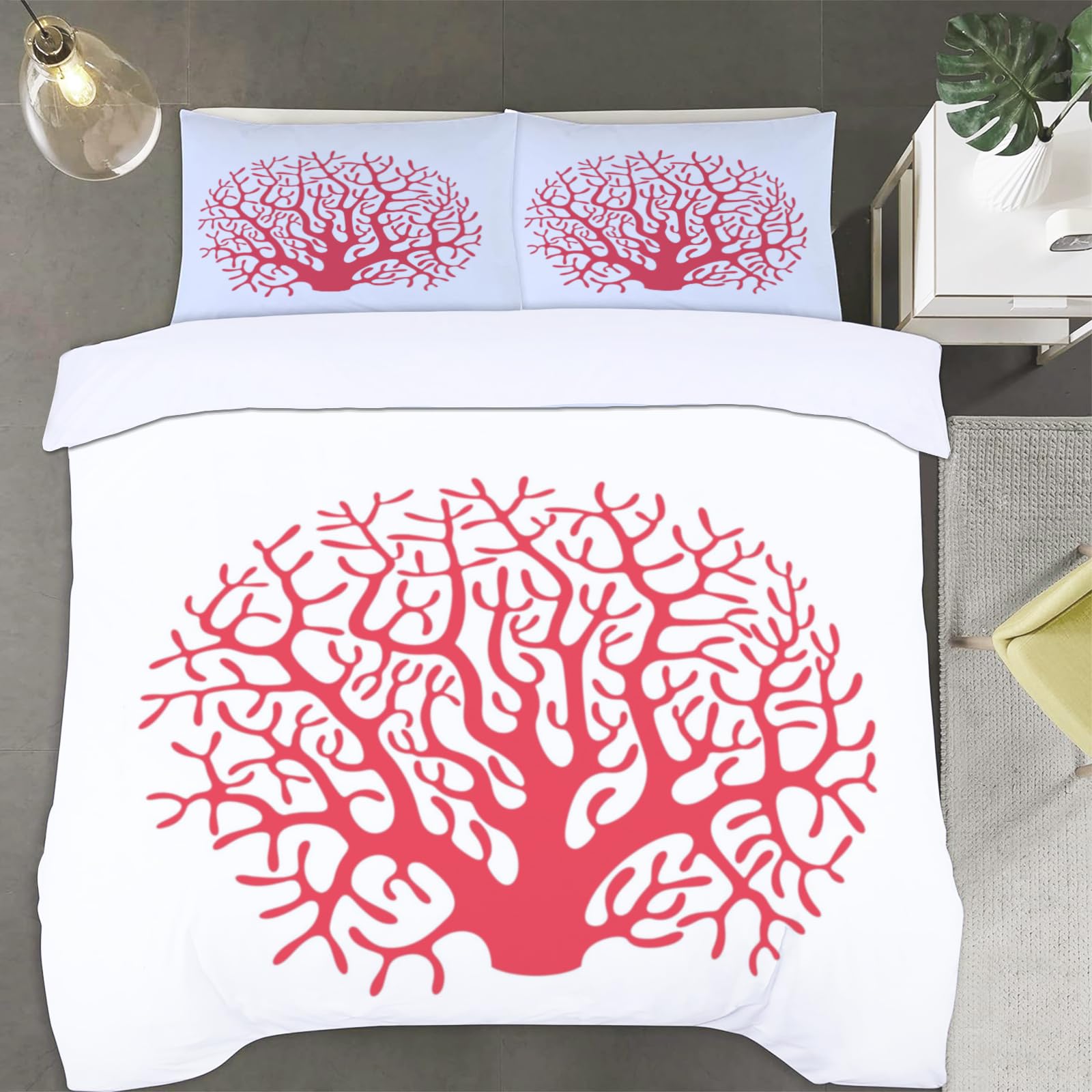 Funda Nordica Cama 105 Coralina 3D Fundas Nordicas Simple 3pcs Ropa de Cama Microfibra Suave Funda Nordica 200x200 y 2 Funda de Almohada 50x80 cm