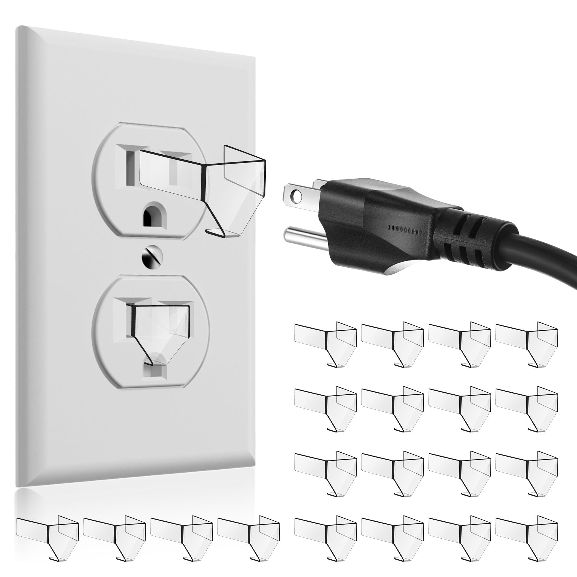 20 Pcs 3 Prong Loose Outlet Fix Plug, Socket Outlet Tightener Insert, Electrical Multi Outlets Extender Prevent Loose, Fix Loose Socket Outlet Plug, Won't Easily Fall Out Cut Off Electricity