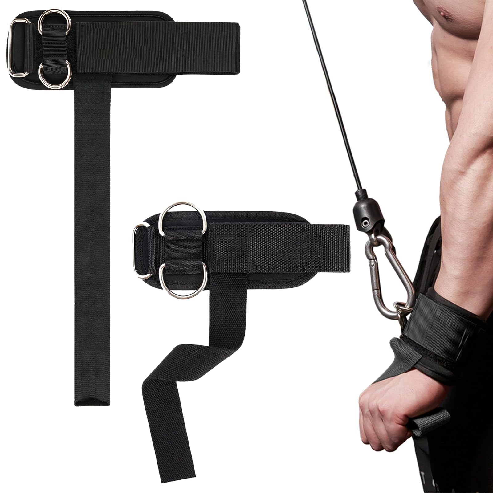 2 Piezas Muñequeras Gym, Straps Gym, Muñequera Deportiva, Doble Anilla d, Agarres Antideslizantes Con Almohadilla, para Peso Muerto, Dominadas, Entrenamiento Fuerza, Aparatos Gimnasio