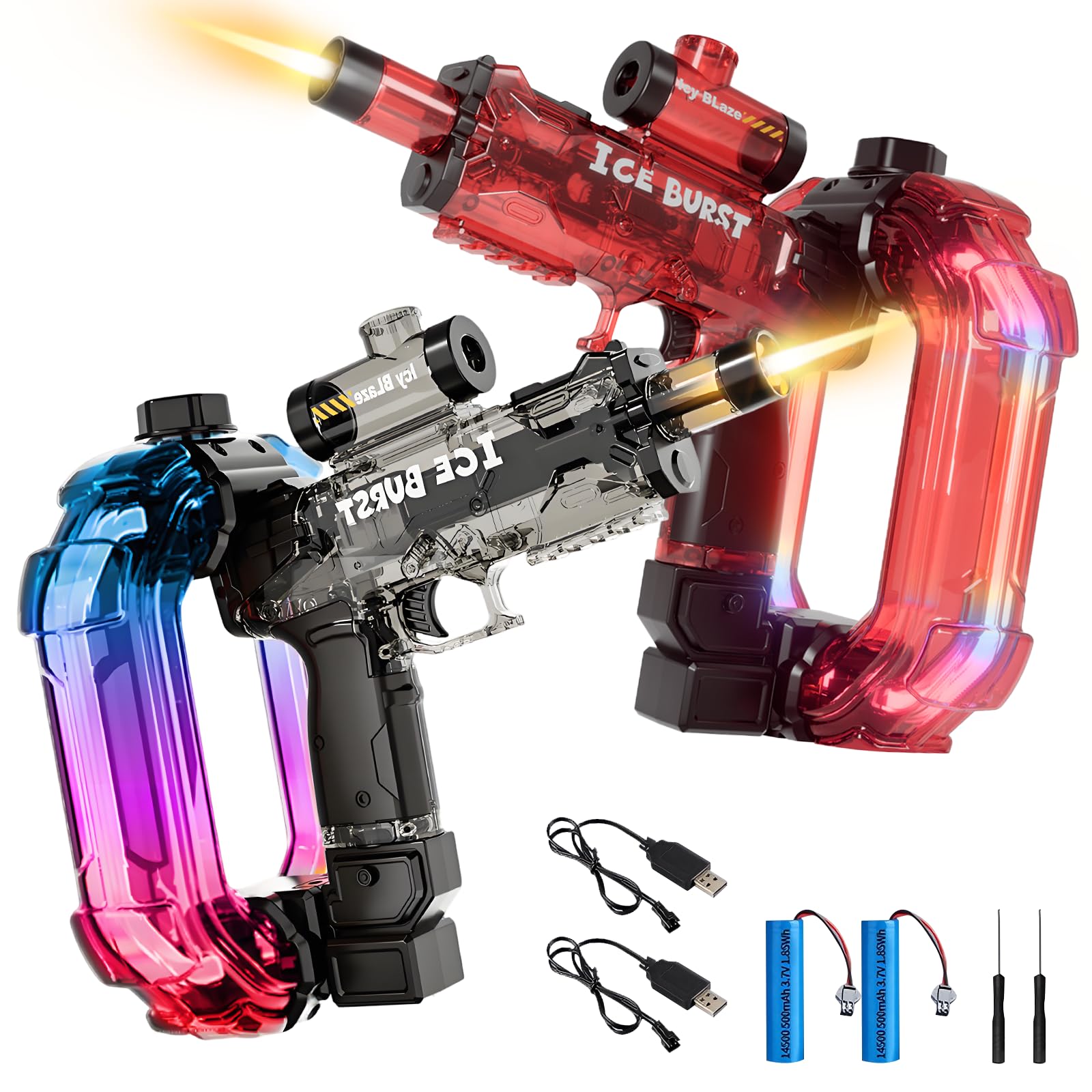2 Pack Electric Water Gun, Automatic Water Pistol Blaster with Spray Sound and Led Light, 750ml High Capacity for Kids Adults, 10m Long Range, for Summer Pool Beach Garden Party (A) — image 1