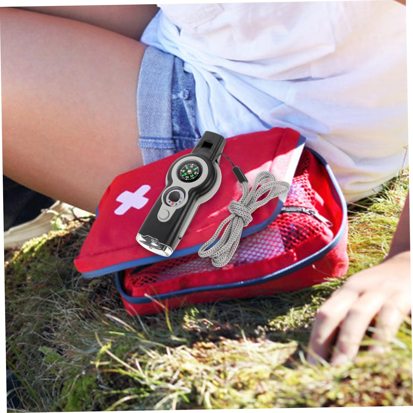 BESPORTBLE Silbato Multifuncional Whistle termometro Alzas Thermometer termómetros Silbato de termómetro al Aire Libre Suministros al Aire Libre Silbato de la brújula Silbar AbS
