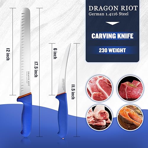 Miniatura 7 de DRAGON RIOT Cuchillo de desollar de 6 pulgadas, cuchillo de desollar carne para cortar carne, cuchillo de procesamiento de carnicero de carne de