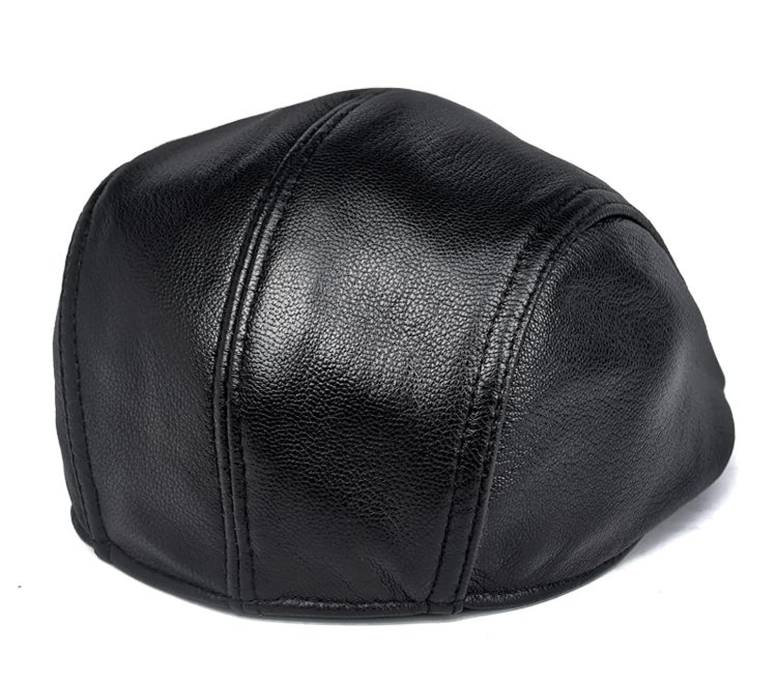 Berretto da Uomo in Vera Pelle Morbida, Cappello Piatto Regolabile in Montone, Ideale per Occasioni Formali, Informali e per L'Uso Quotidiano(55-56cm(21.65-22 in))