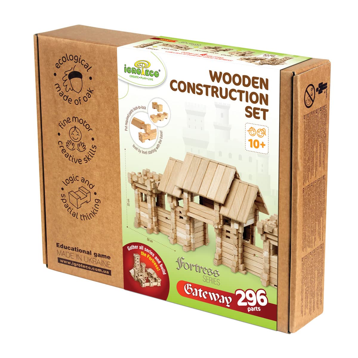 Set Costruzioni in Legno Forteca – Porta 296 Pezzi | Gioco Educativo Fantasy per Bambini | Sviluppo Creatività, Logica e Motricità Fine | Materiale Naturale Ecologico