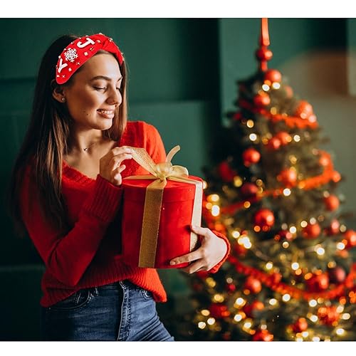 Miniatura 7 de Diadema de Navidad para mujer, con cuentas de Navidad, diadema de JOYY, adornada con perlas de cristal, diadema anudada con nudo superior, diadema