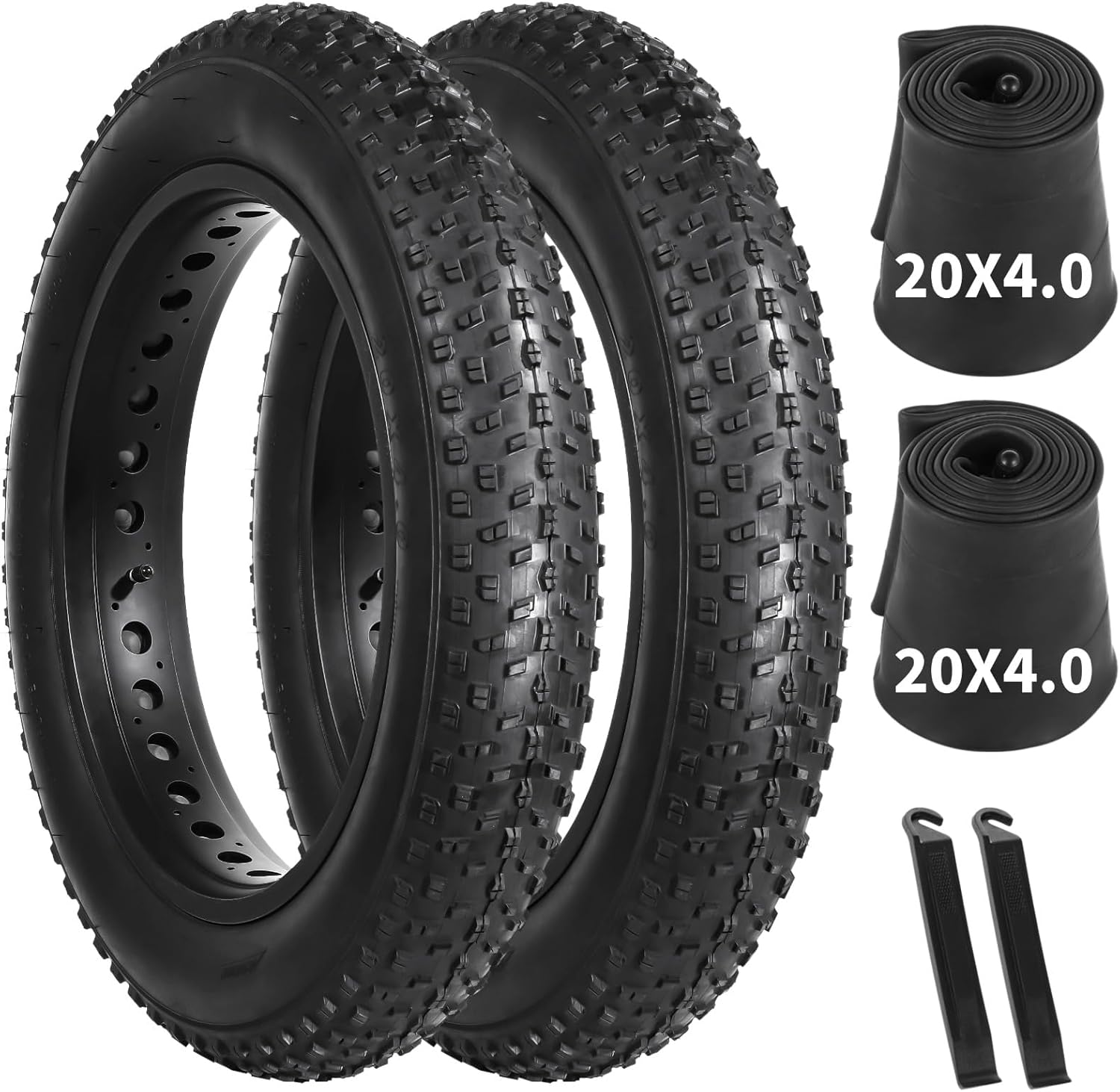 yeesport Fat Tire 20×4.0/26×4.0, Folding Ebike Tires 20/26x4 with Inner Tube, Puncture Resistant Fat Bike Tires 20/26 Inch Fat Tire Replacement for Snow, Street, Beach, Mountain Road ?2 Pack 20×4.0" Folding Tires & Tubes