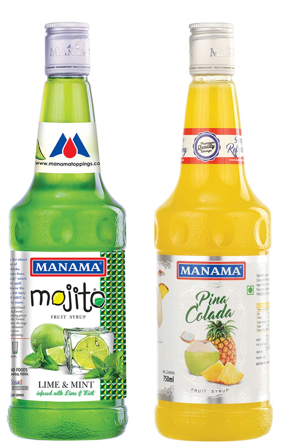 Manama Lime and Mint Mojito Syrup and Pinacolada Fruit Syrup, Mixer for Mocktails and Cocktails (750ML Each) Pack of 2-picture-14