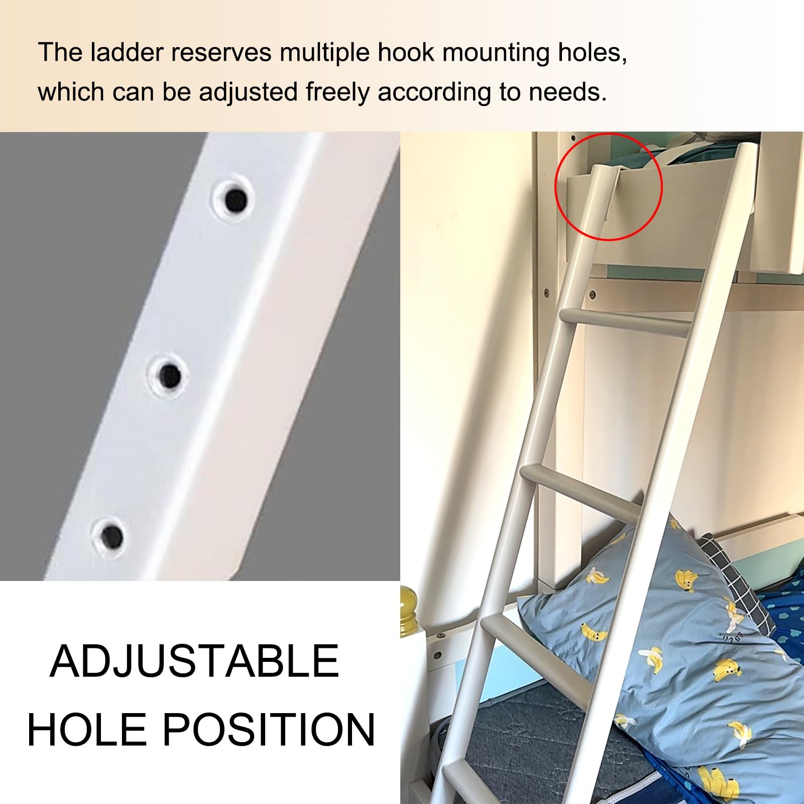 Escalera Blanca para litera, de 4 o 5 peldaños, Ideal para áticos de Apartamentos, Ahorra Espacio y Cuenta con Ganchos, Capacidad de Carga de 200 kg (tamaño: 140 cm [55 Pulgadas])