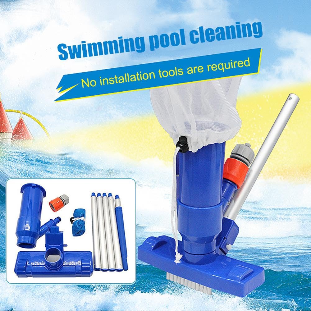 Kit per la pulizia della piscina 10 pezzi – Aspirapolvere subacqueo | Strumento di alta qualità con manico robusto, ideale per rimuovere sporco e detriti efficacemente in piscine e laghetti