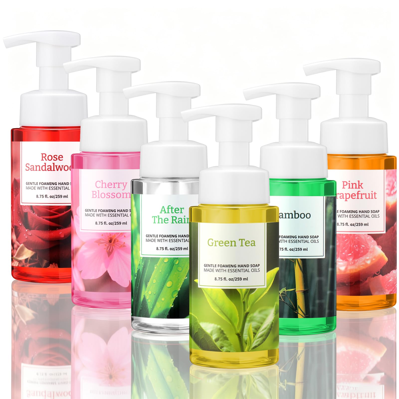 6 Pack Spring Foaming Hand Soap with Pump Care Moisturizing Liquid Gentle Foam Hand Wash Employee Appreciation Gift Bulk for Kitchen Bathroom Family Teacher Staff Employee Doctor 8.75 Fl. oz