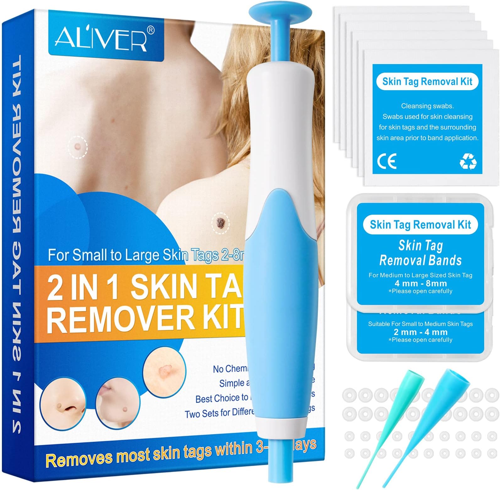 skin tag removal 2 in 1 Skin Tag Remover,Tags Fall Off Remover Pen-Safe and Easy Remove Small to Large (2mm-8mm) Sized Skin Tags-Tags Fall Off Remover Kit at Home, Blue a