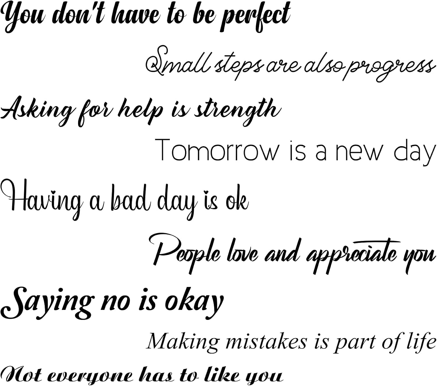 9 Pcs Vinyl Wall Quotes Stickers Inspirational Wall Decals