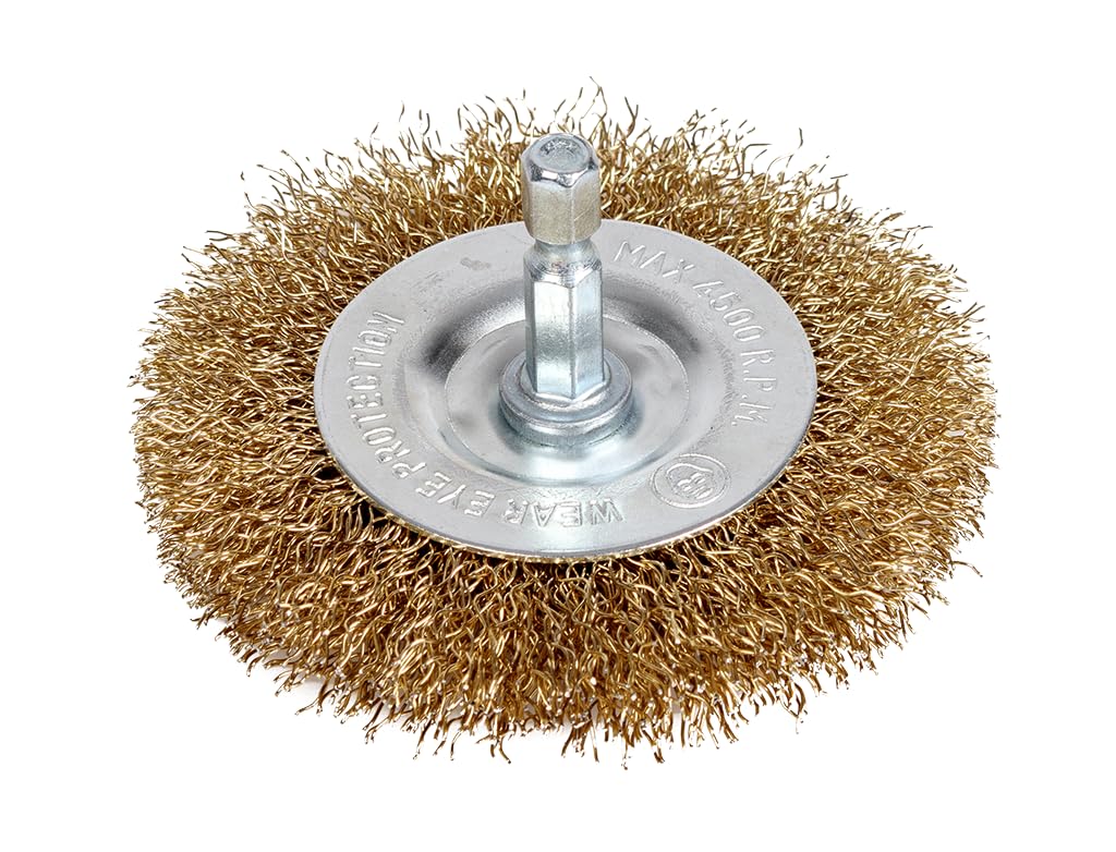 NTools Wire Brush 75P - Spazzola metallica per trapano o avvitatore elettrico | Spazzola rotante circolare in metallo su asta esagonale | Diametro spazzola - Ø 75 mm