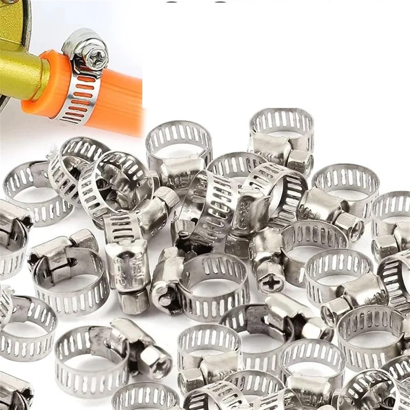 Verstellbare Schlauchklemmen Verstellbare Schlauchschellen aus Edelstahl mit Schraubband, for Kraftstoffleitungen, Schneckengetriebe, Zangenwerkzeuge, Befestigungselemente for Wasserleitungen(10pcs 16