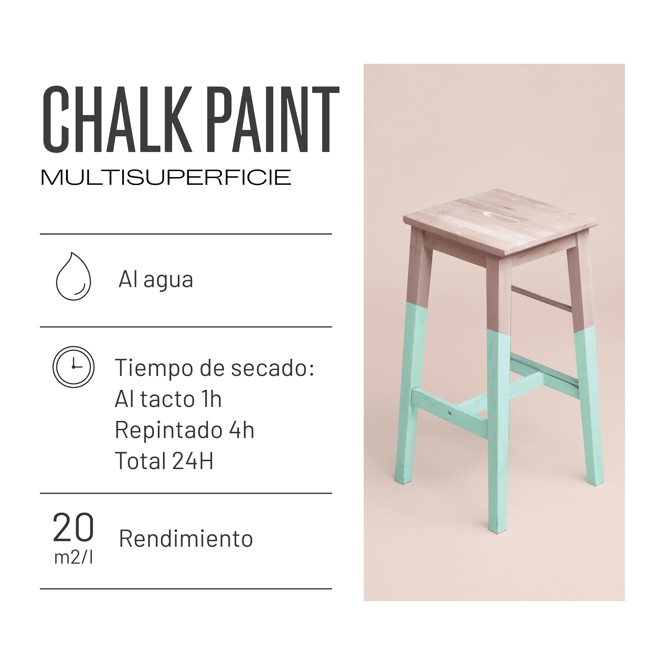 La Pajarita 103037 Pintura para Decoración y DIY, Chalk, 1, Beige Antiguo — view 5