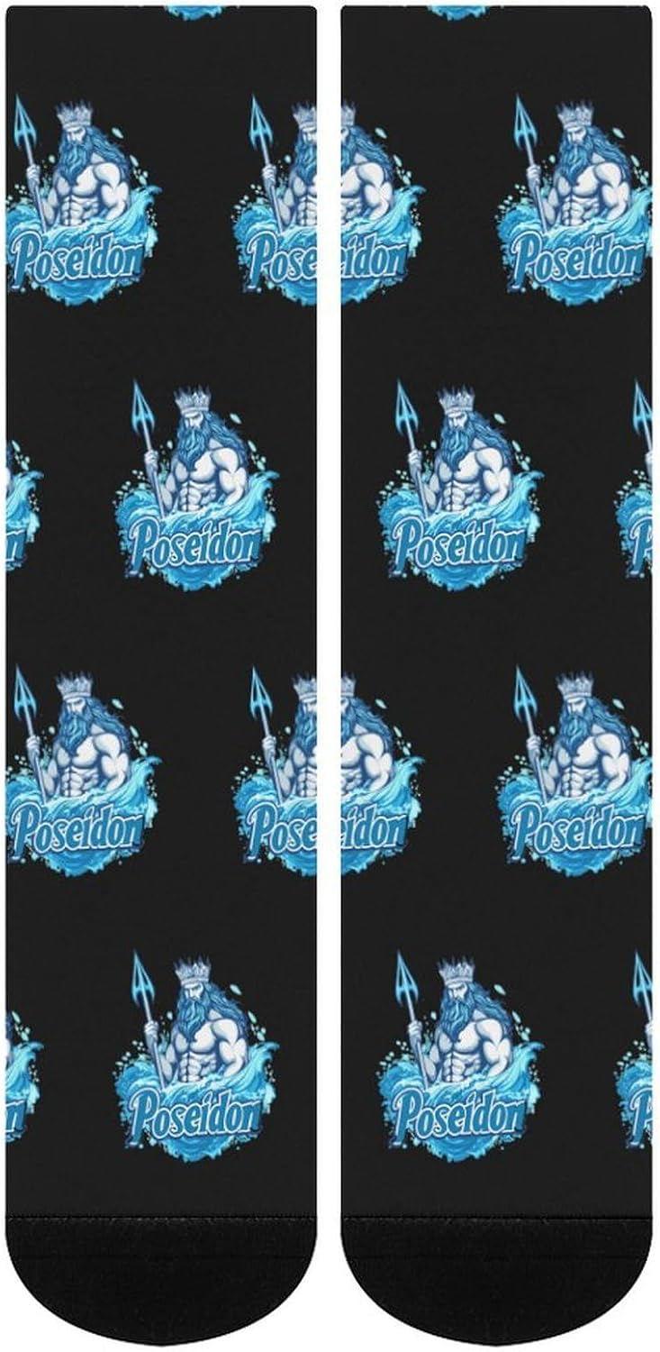 Poseidon Ancient Greece Mythology Knee High Socks Athletic Long Stockings Sport Casual Crew Tube Sock Boot 40cm