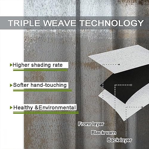 Miniatura 7 de Cortinas rústicas con estampado abstracto, marrón, gris, con bolsillo para barra, cortinas de ventana para dormitorio, sala de estar, 42 x 45