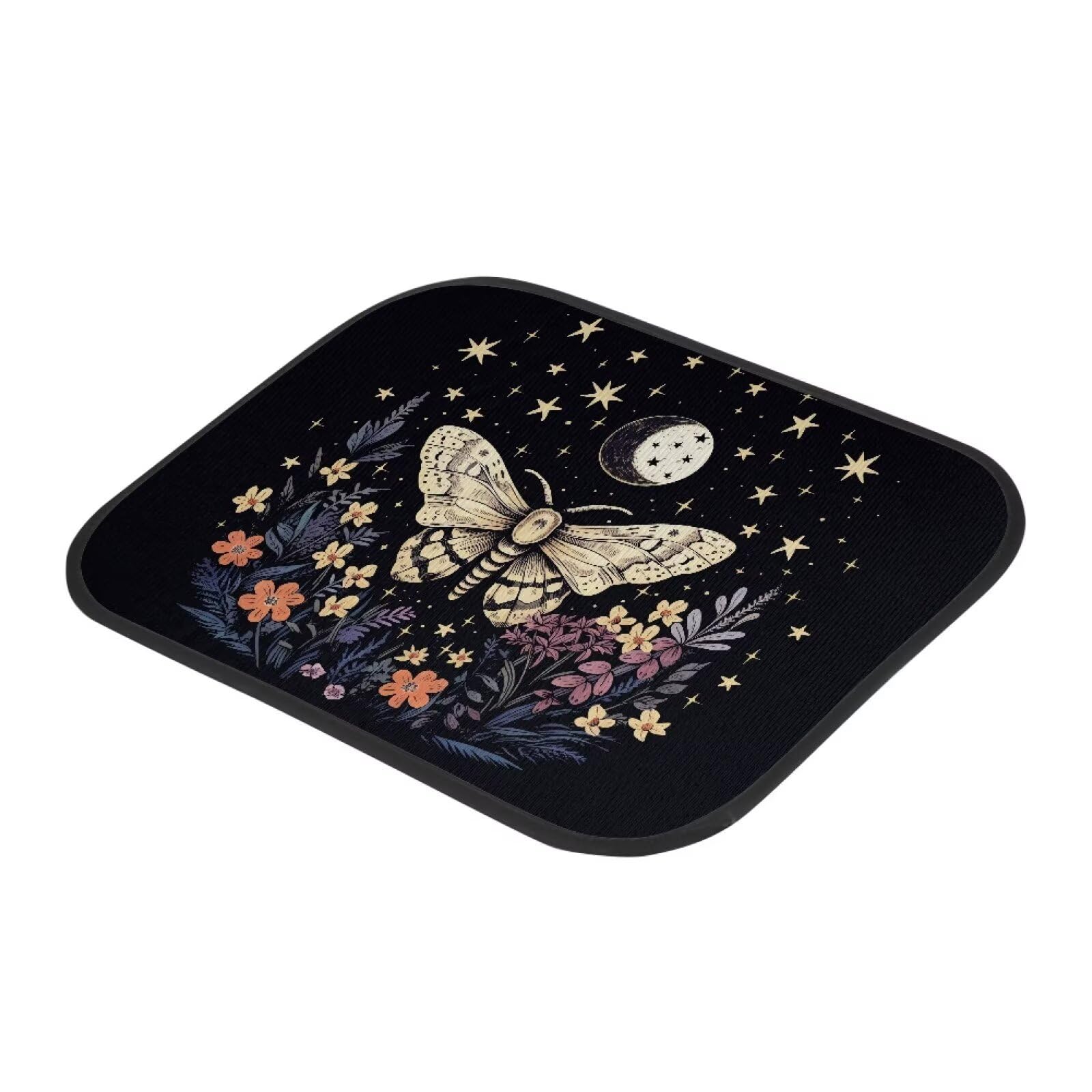 Cozeyat Moon Moth Car Floor Mats with Rubber Backing Heavy Duty Rubber Back Seat Car Mats 2Pcs Rear — view 3