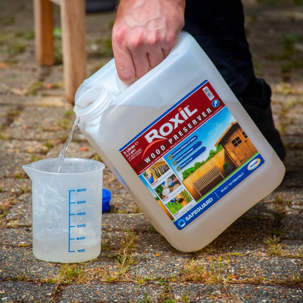 Roxil Preservante per Legno Incolore 5 Litri Protezione Contro Funghi e Insetti Xilofagi