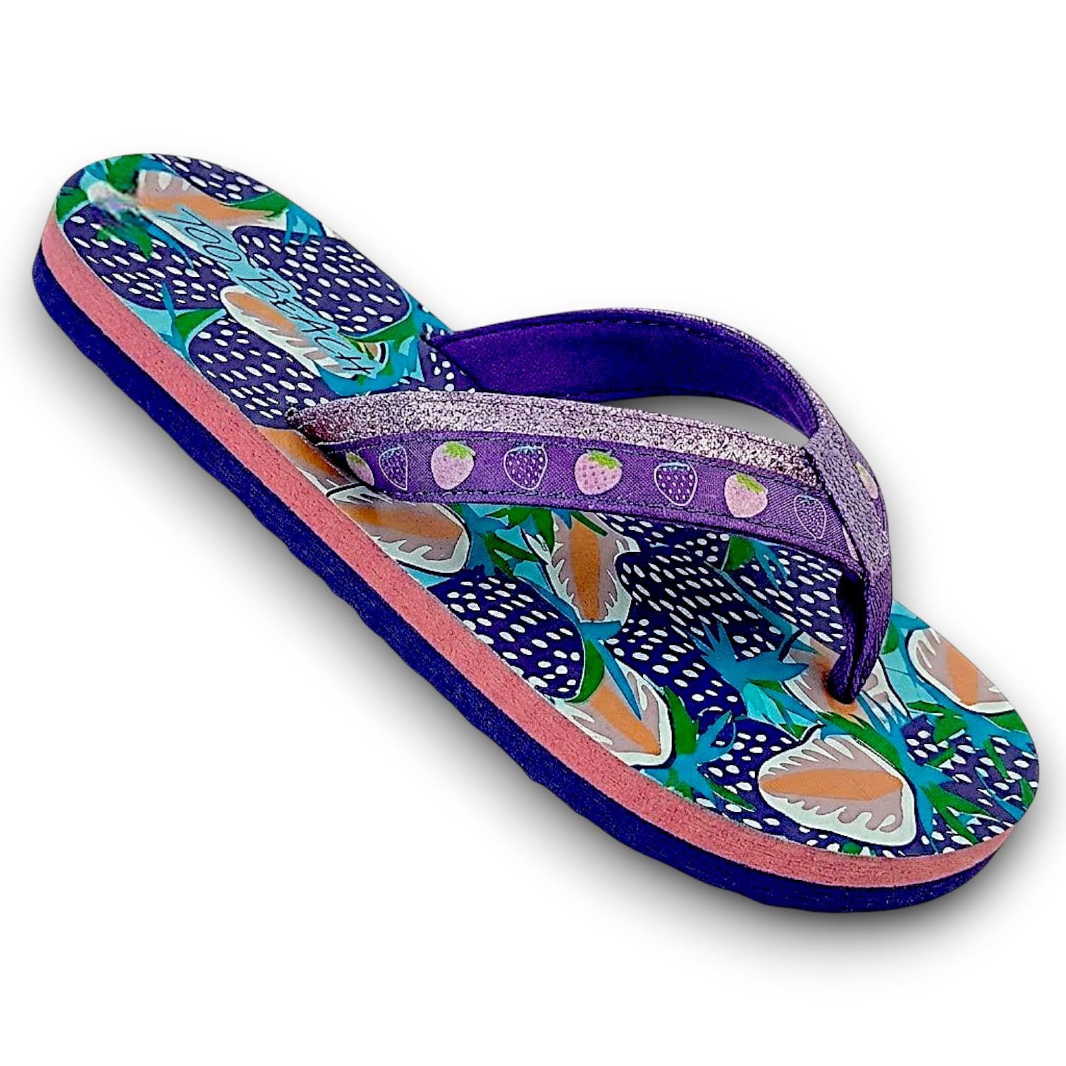 Tongs Fille Luxe Fraises Violettes Semelles Épaisses Confort Antidérapantes Plage Piscine Été Tailles 28-34