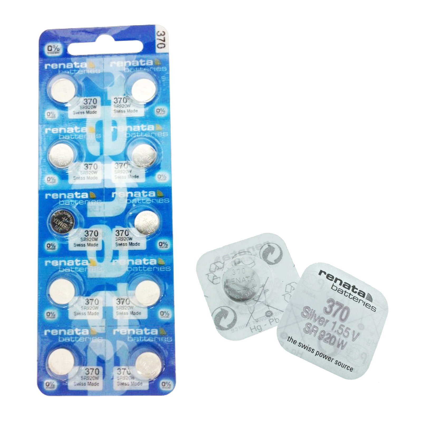 Batterie Orologio Renata 370 Batterie Per Orologio Renata 370/SR920W - Confezione Da 10 Pezzi, 1,55 V, 40 MAh, Celle A Bottone Di Alta Qualità Batteria Orologio Da Polso - Foto 2