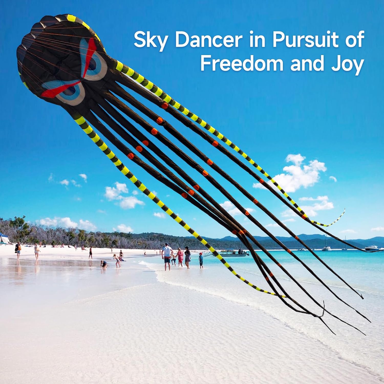 3D 26ft Ultra Large & Funs Octopus Foil Kite with 1000D Kite String, Beach Park Outdoor Fun Beach Trip Great Gift to Kids Build